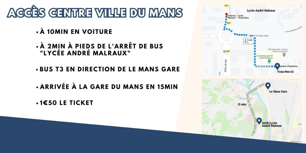 Appartement T3 Proche Circuit Du Mans Allonnes  Ngoại thất bức ảnh